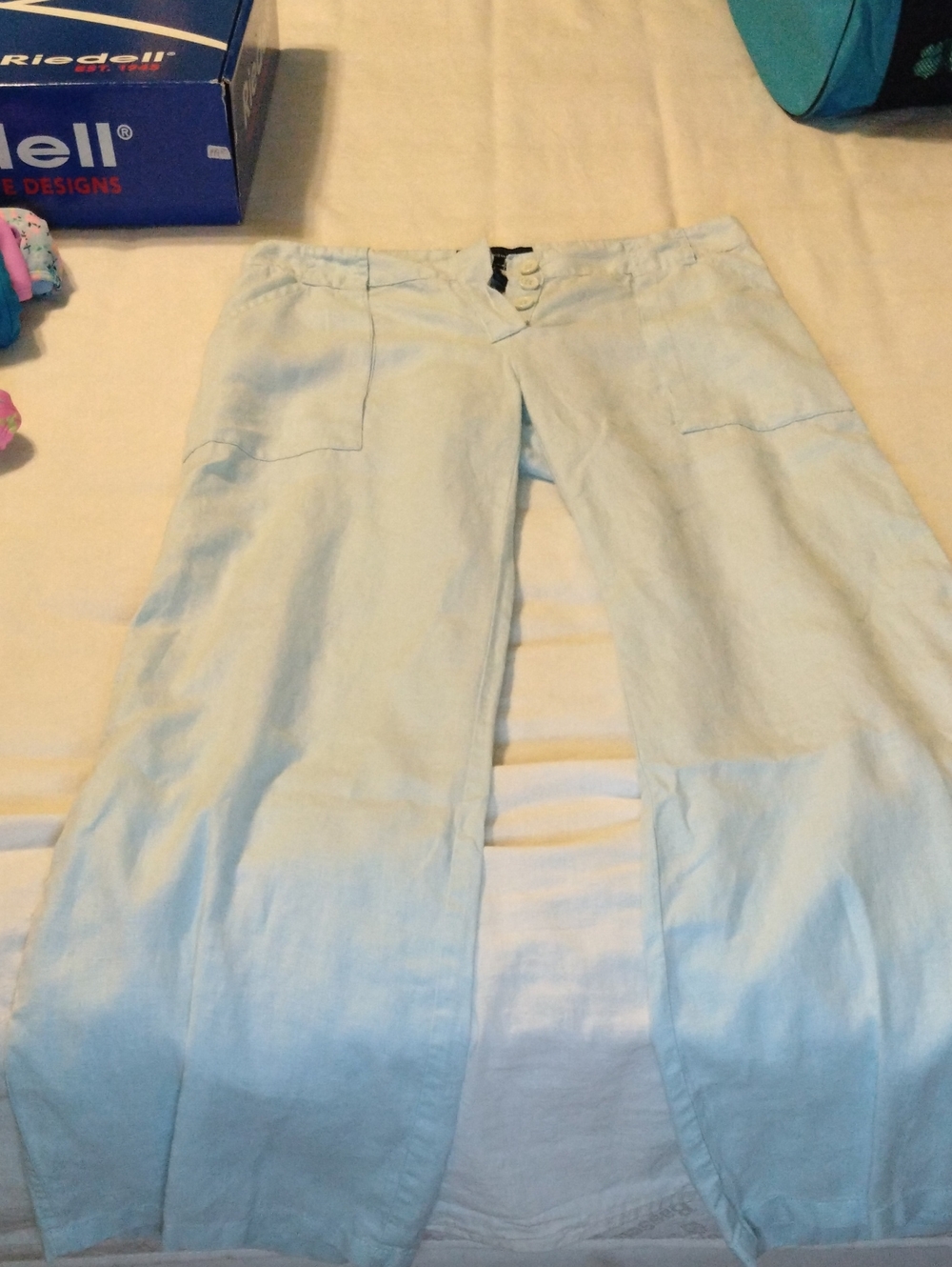 Light Blue Women's  Linen Blend Pants